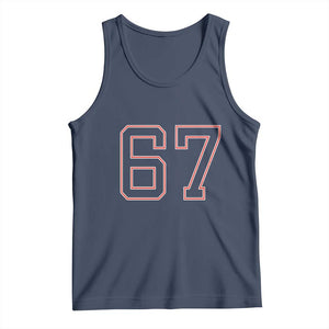 Number 67 Meme Tank Top Funny Six Seven Varsity Sports Team Jersey TS10 Navy Print Your Wear