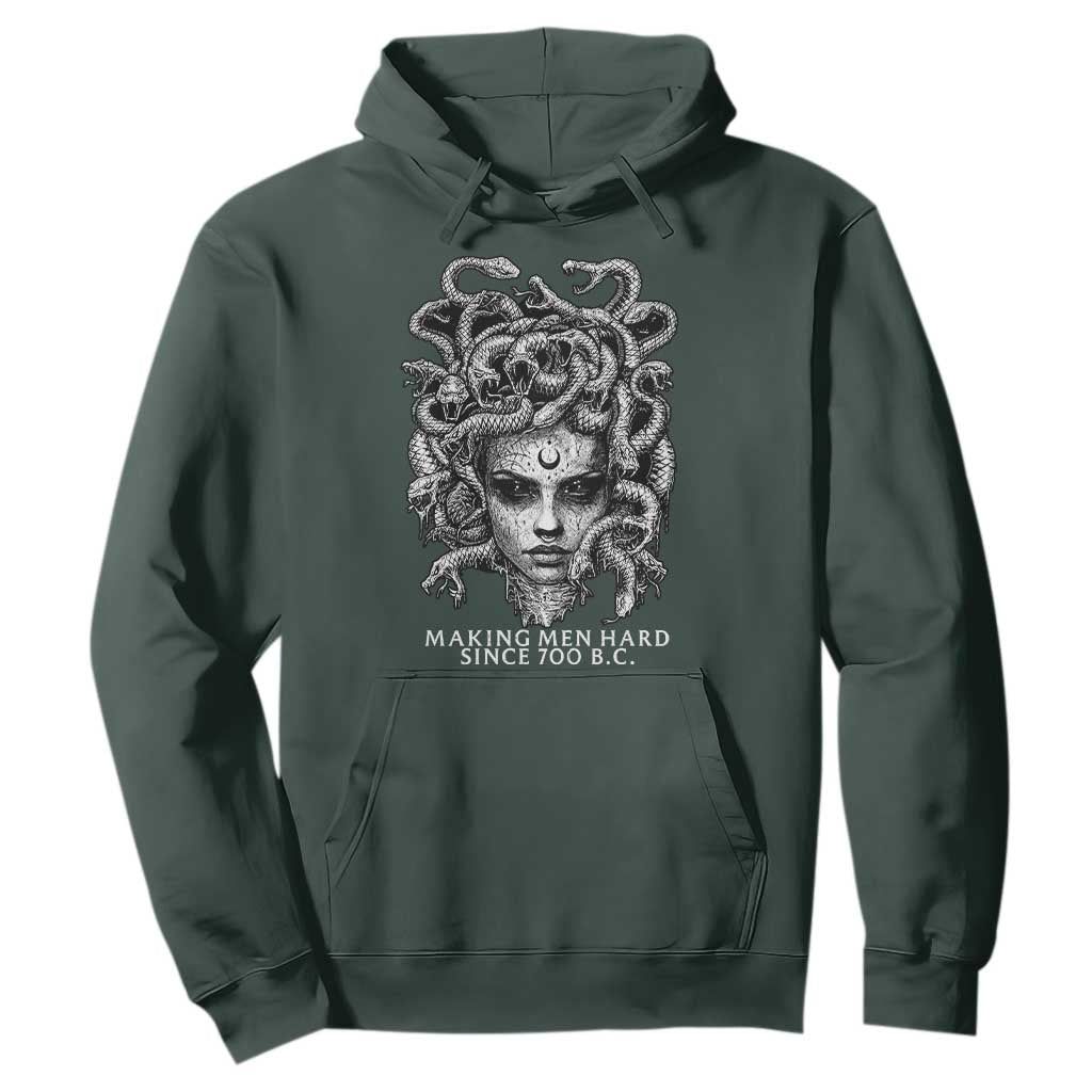 Funny Feminist Medusa Hoodie Making Men Hard Since 700 B.C Dark Myth Ancient TS10 Dark Forest Green Print Your Wear