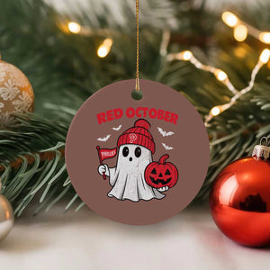 Red October Halloween Ghost Ceramic Ornament Philadelphia Spooky Pumpkin Baseball Fan TS10 1pc Mocha Print Your Wear
