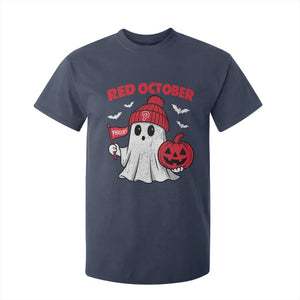 Red October Halloween Ghost T Shirt For Kid Philadelphia Spooky Pumpkin Baseball Fan TS10 Navy Print Your Wear