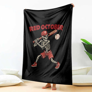 Red October Skeleton Baseball Throw Blanket Philadelphia Halloween Costume Funny TS10 Print Your Wear