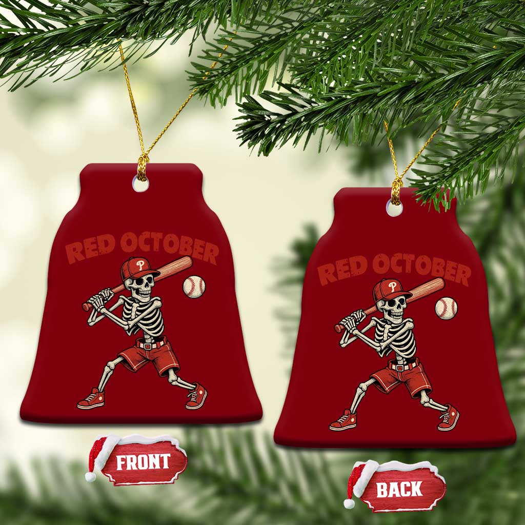 Red October Skeleton Baseball Ceramic Ornament Philadelphia Halloween Costume Funny TS10 Print Your Wear