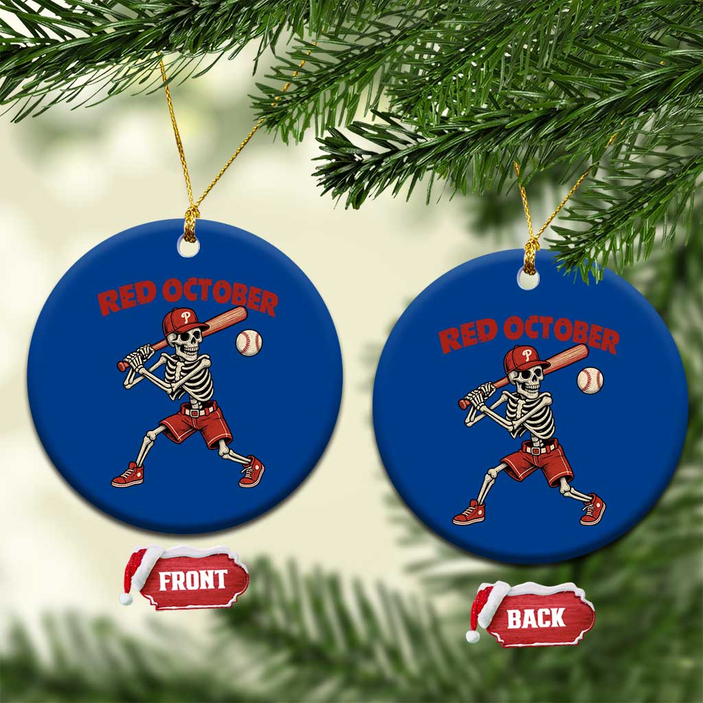 Red October Skeleton Baseball Ceramic Ornament Philadelphia Halloween Costume Funny TS10 1pc Blue Print Your Wear