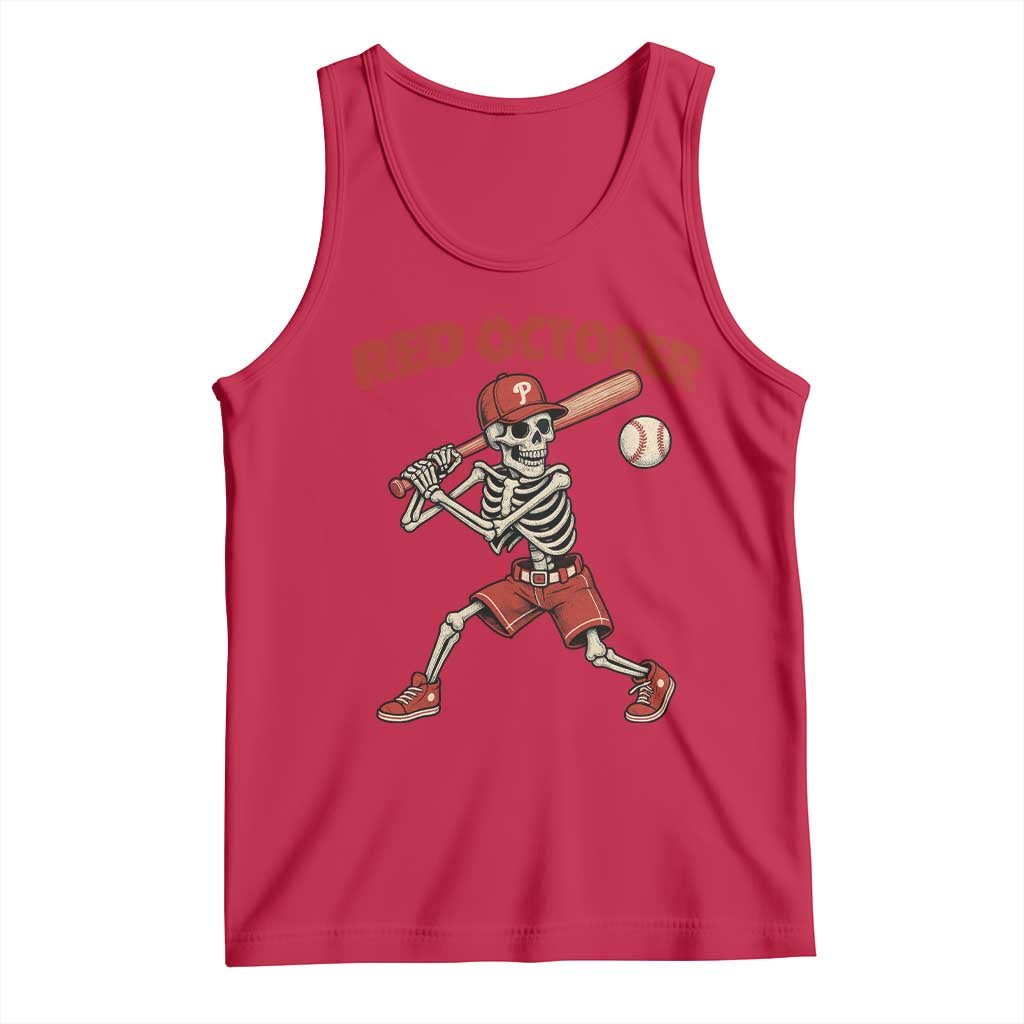 Red October Skeleton Baseball Tank Top Philadelphia Halloween Costume Funny TS10 Red Print Your Wear