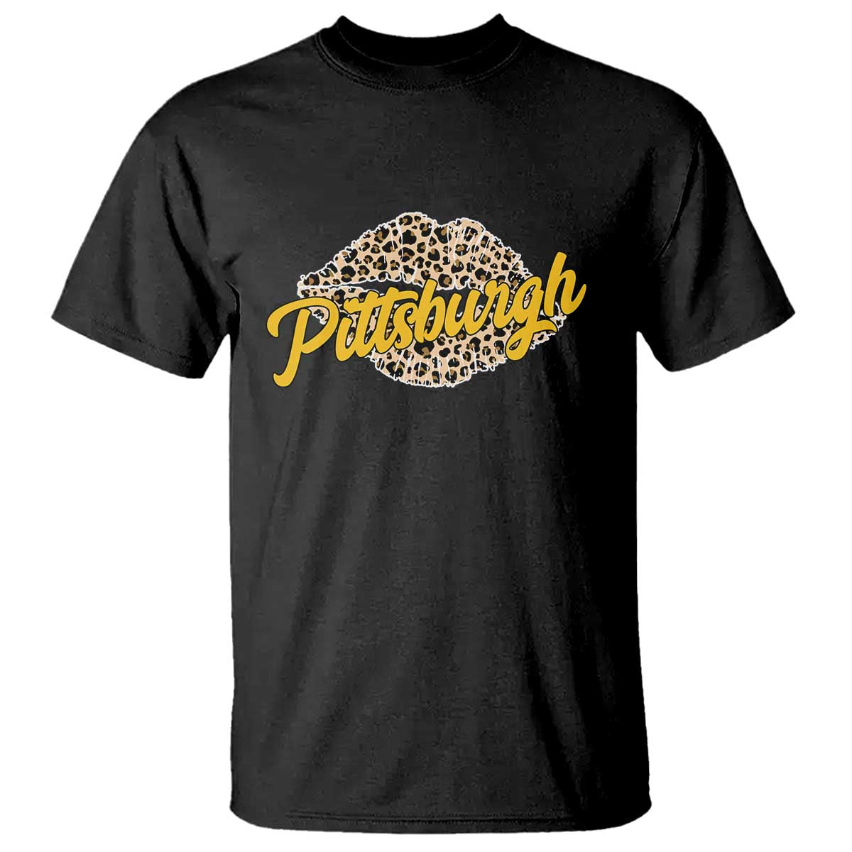 PFS Leopard Lips T Shirt Steel City Pride Woman Girl TS10 Black Print Your Wear