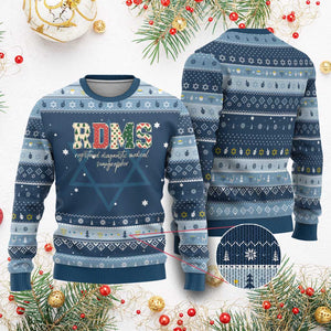 Sonographer Christmas Hanukkah Ugly Sweater RDMS Ultrasound Tech Technologist Gift TS10 Navy Light Blue Print Your Wear
