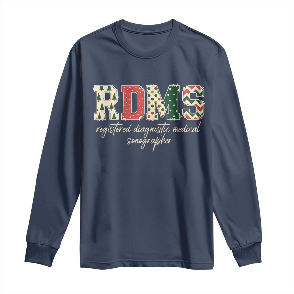 Sonographer Christmas Long Sleeve Shirt RDMS Ultrasound Tech Technologist Gift TS10 Navy Print Your Wear