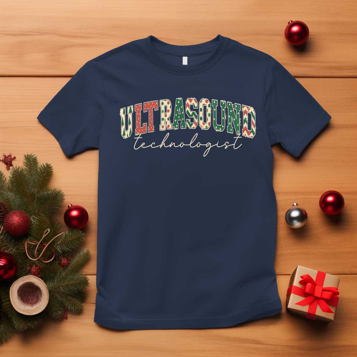 Christmas Ultrasound Technologist T Shirt Sonographer Sonography Student Gift TS10 Navy Print Your Wear
