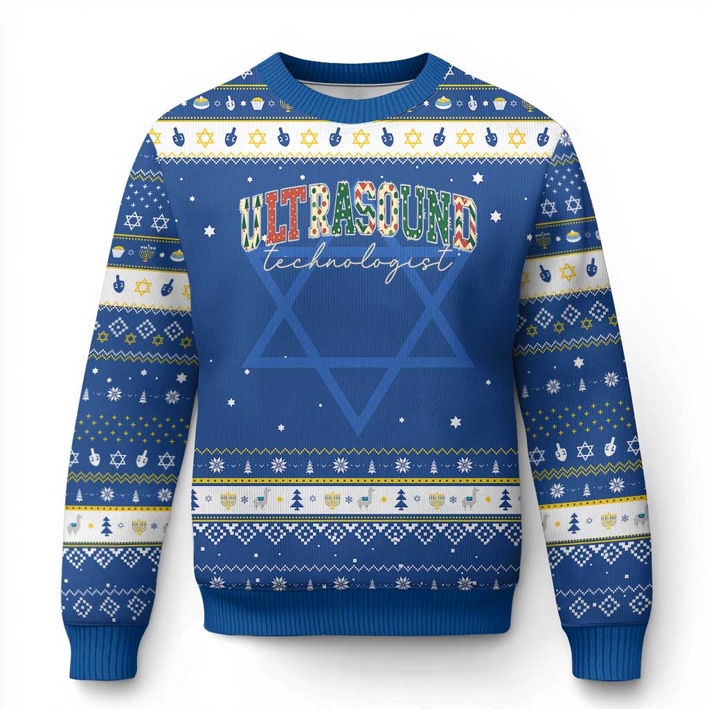 Christmas Ultrasound Technologist Hanukkah Ugly Sweater Sonographer Sonography Student Gift TS10 Blue White Print Your Wear