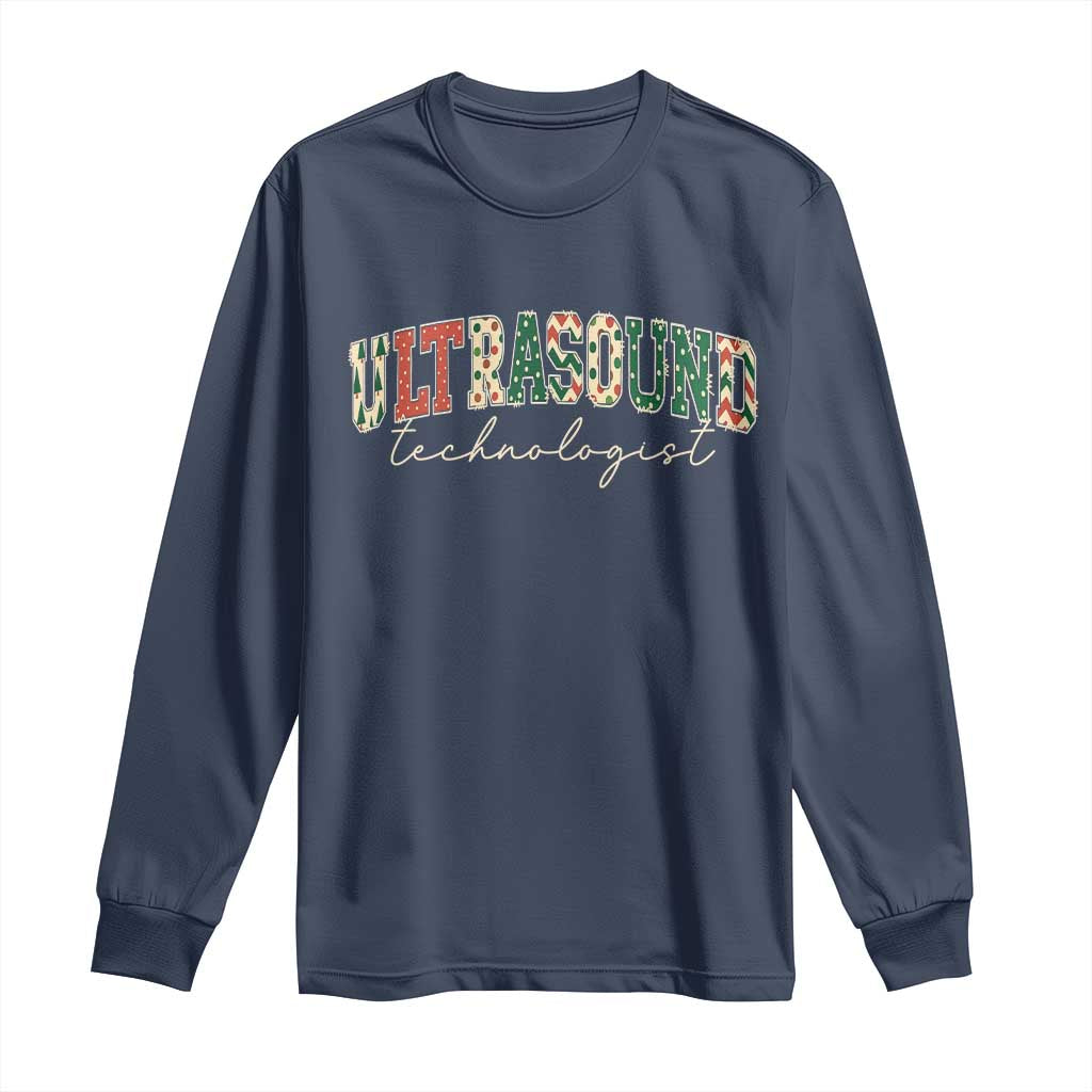 Christmas Ultrasound Technologist Long Sleeve Shirt Sonographer Sonography Student Gift TS10 Navy Print Your Wear