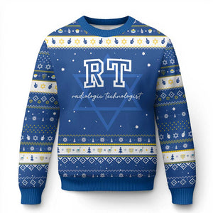 Radiology Technologist Hanukkah Ugly Sweater RT Xray Rad Tech Gift TS10 Blue White Print Your Wear