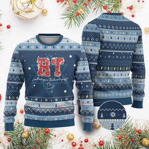 Christmas Radiology Hanukkah Ugly Sweater RT Xray Rad Tech Gift TS10 Navy Light Blue Print Your Wear