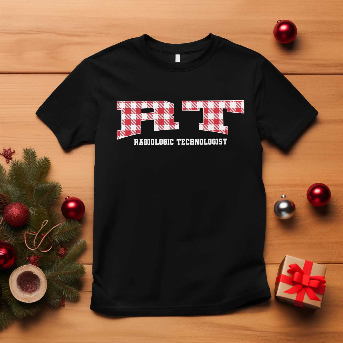 Christmas Radiology Technologist T Shirt Buffalo Plaid RT Rad Tech Gift TS10 Black Print Your Wear