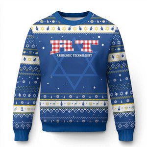 Christmas Radiology Technologist Hanukkah Ugly Sweater Buffalo Plaid RT Rad Tech Gift TS10 Blue White Print Your Wear