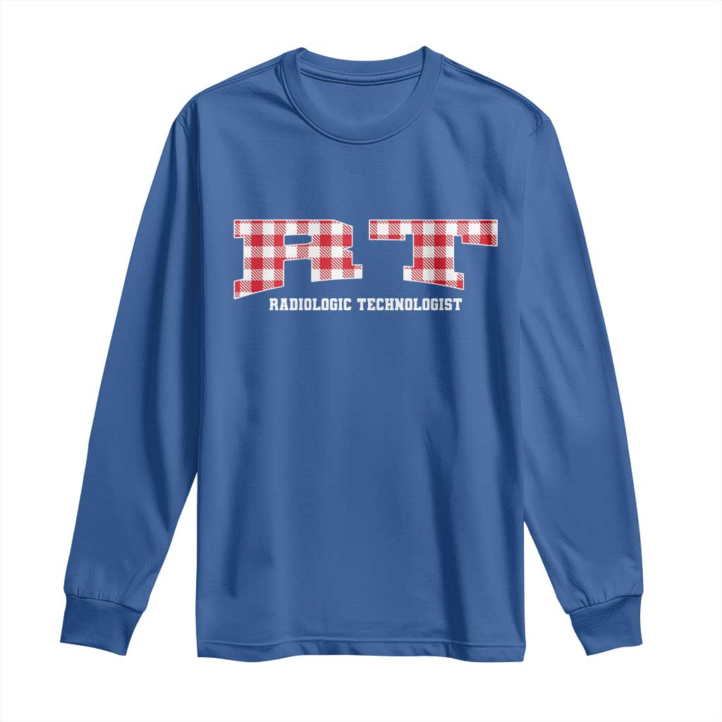 Christmas Radiology Technologist Long Sleeve Shirt Buffalo Plaid RT Rad Tech Gift TS10 Royal Blue Print Your Wear