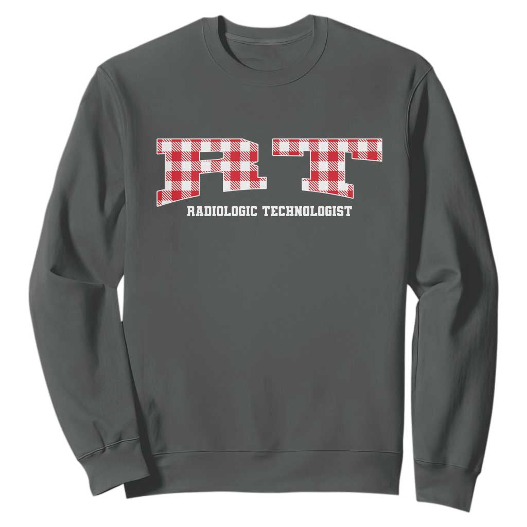 Christmas Radiology Technologist Sweatshirt Buffalo Plaid RT Rad Tech Gift TS10 Dark Heather Print Your Wear