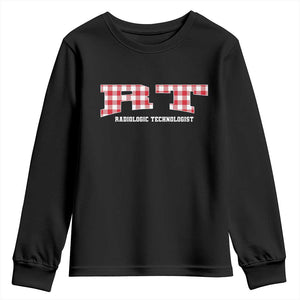 Christmas Radiology Technologist Youth Sweatshirt Buffalo Plaid RT Rad Tech Gift TS10 Black Print Your Wear