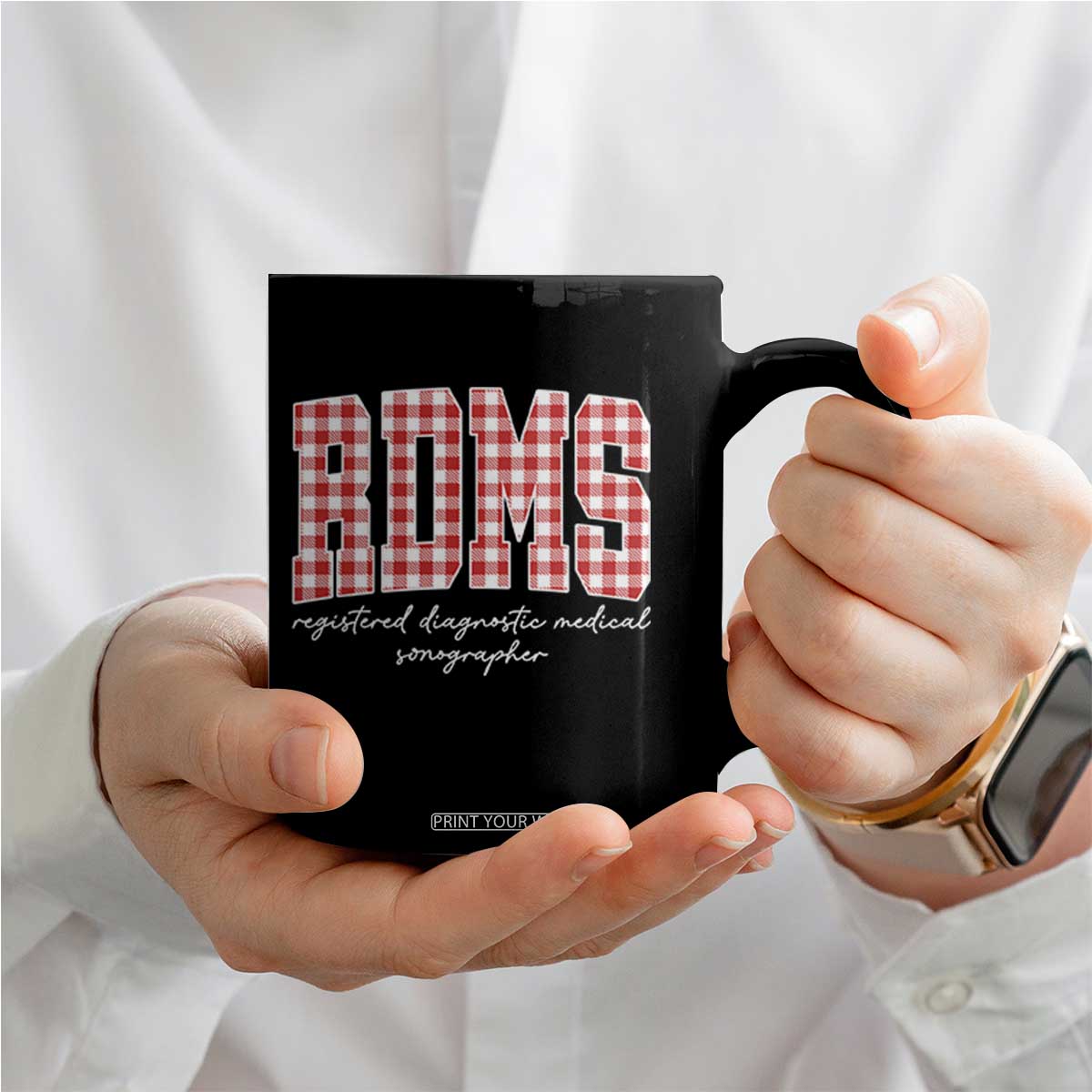 Christmas RDMS Coffee Mug Buffalo Plaid Sonographer Ultrasound Tech Gift TS10 Print Your Wear