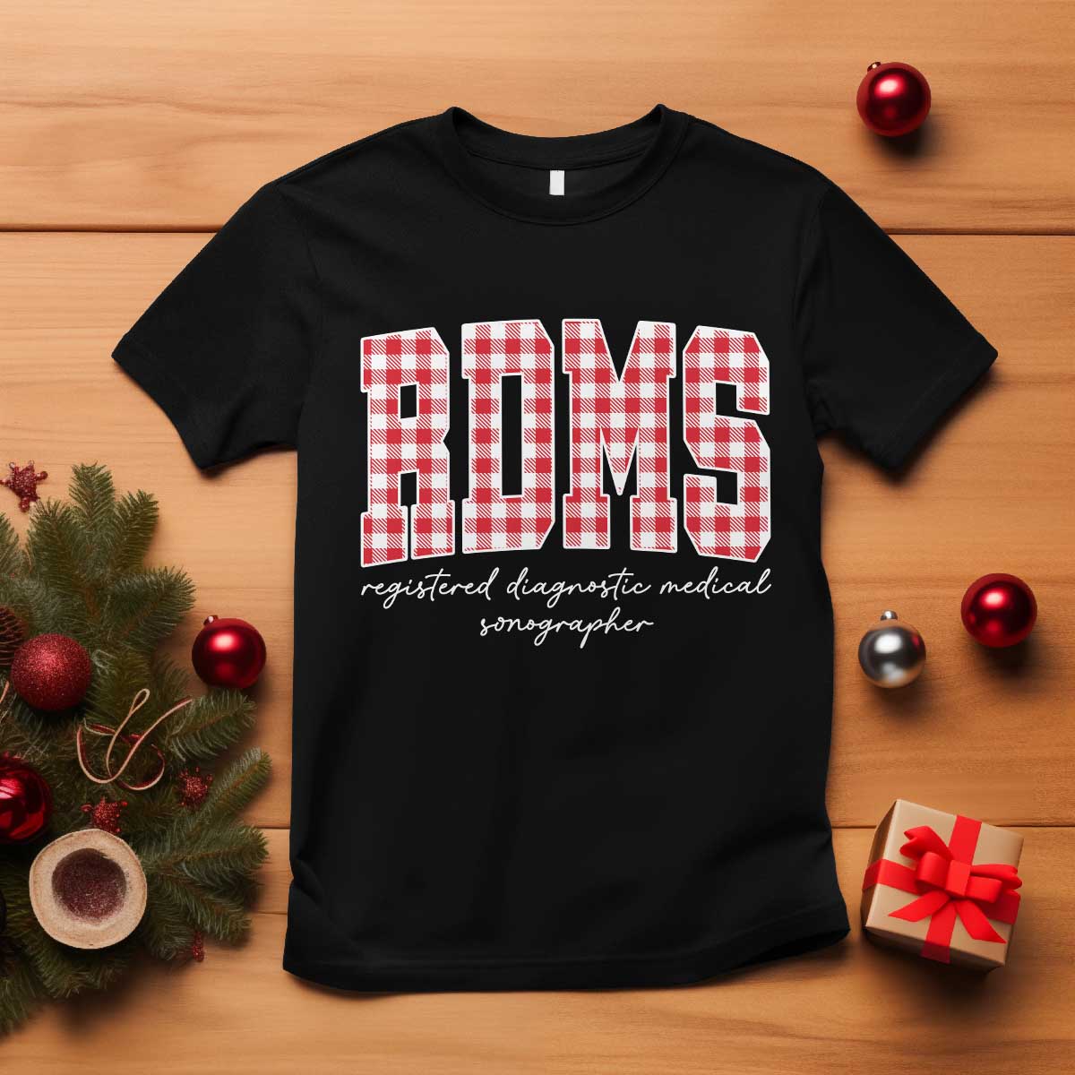 Christmas RDMS T Shirt Buffalo Plaid Sonographer Ultrasound Tech Gift TS10 Black Print Your Wear