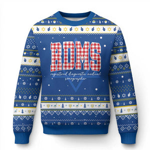 Christmas RDMS Hanukkah Ugly Sweater Buffalo Plaid Sonographer Ultrasound Tech Gift TS10 Blue White Print Your Wear
