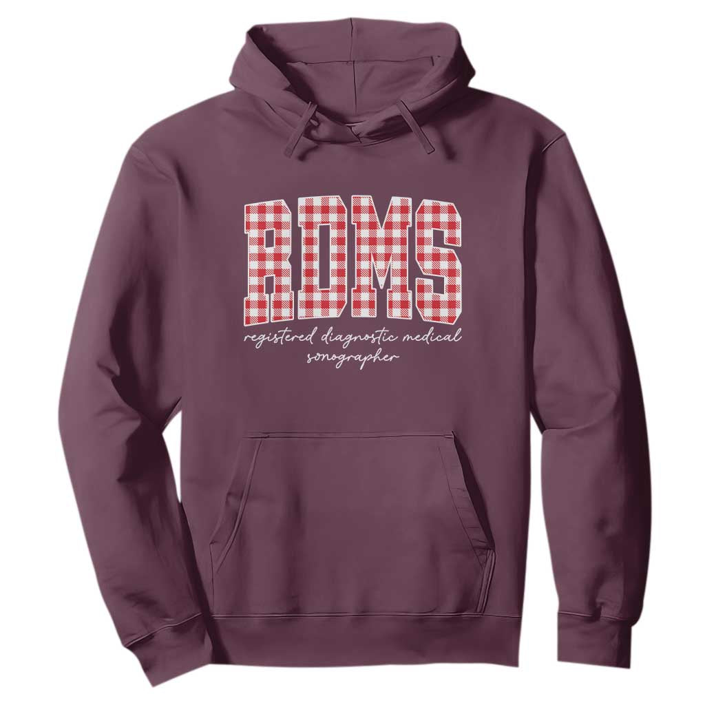 Christmas RDMS Hoodie Buffalo Plaid Sonographer Ultrasound Tech Gift TS10 Maroon Print Your Wear