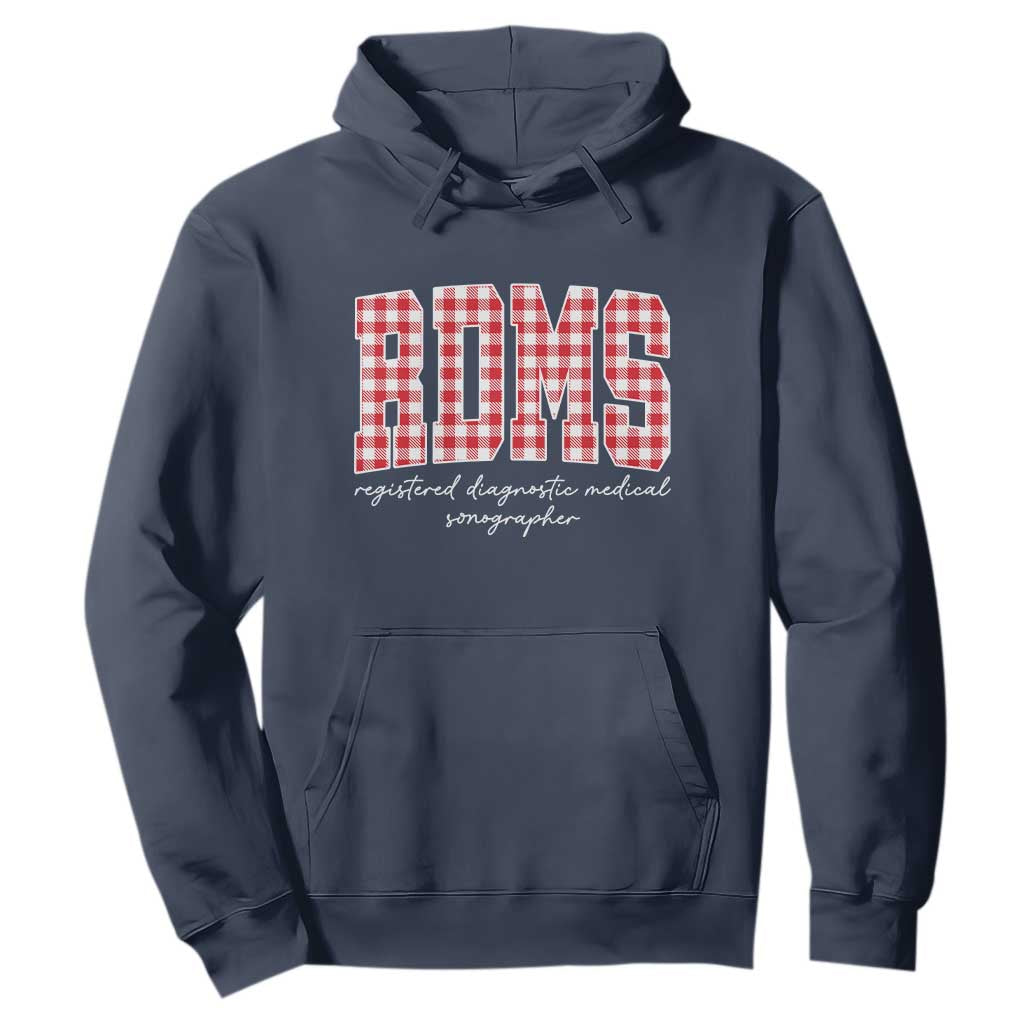 Christmas RDMS Hoodie Buffalo Plaid Sonographer Ultrasound Tech Gift TS10 Navy Print Your Wear