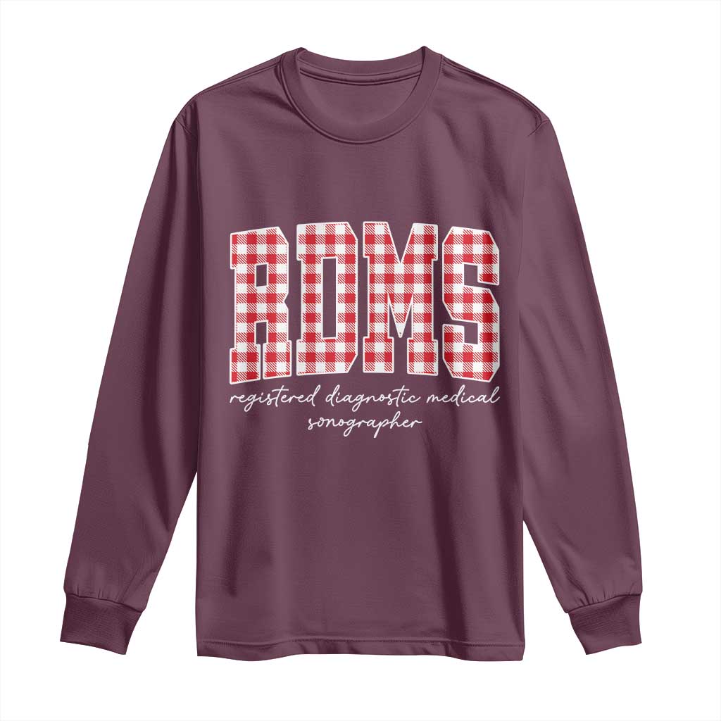Christmas RDMS Long Sleeve Shirt Buffalo Plaid Sonographer Ultrasound Tech Gift TS10 Maroon Print Your Wear