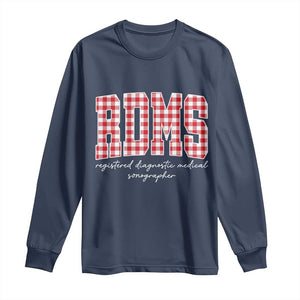 Christmas RDMS Long Sleeve Shirt Buffalo Plaid Sonographer Ultrasound Tech Gift TS10 Navy Print Your Wear