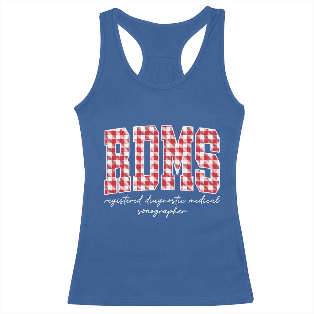 Christmas RDMS Racerback Tank Top Buffalo Plaid Sonographer Ultrasound Tech Gift TS10 Royal Blue Print Your Wear