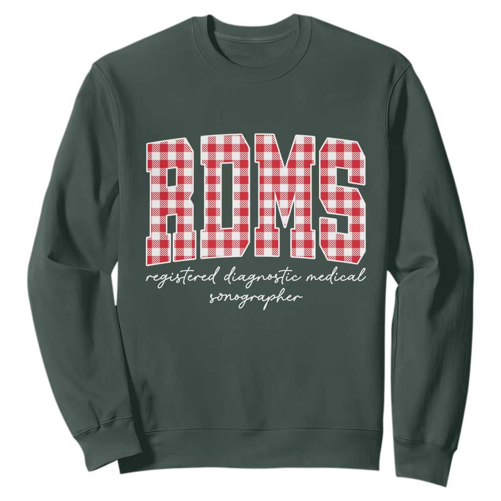 Christmas RDMS Sweatshirt Buffalo Plaid Sonographer Ultrasound Tech Gift TS10 Dark Forest Green Print Your Wear