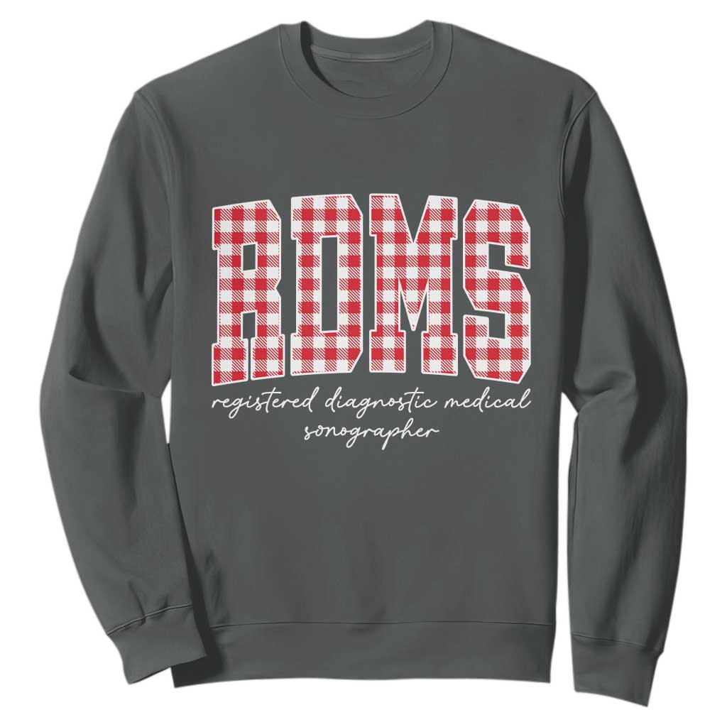 Christmas RDMS Sweatshirt Buffalo Plaid Sonographer Ultrasound Tech Gift TS10 Dark Heather Print Your Wear