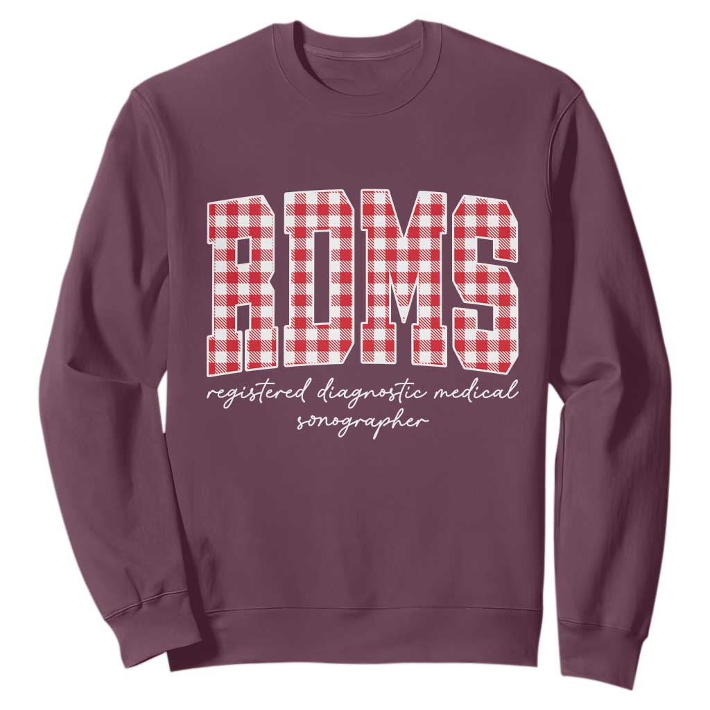 Christmas RDMS Sweatshirt Buffalo Plaid Sonographer Ultrasound Tech Gift TS10 Maroon Print Your Wear