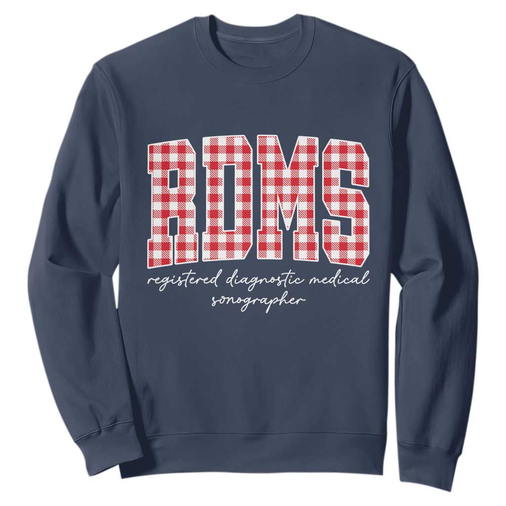 Christmas RDMS Sweatshirt Buffalo Plaid Sonographer Ultrasound Tech Gift TS10 Navy Print Your Wear