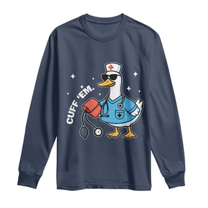 Goose Nurse Long Sleeve Shirt Cuff Em Cute Nursing Graduation Gift TS10 Navy Print Your Wear
