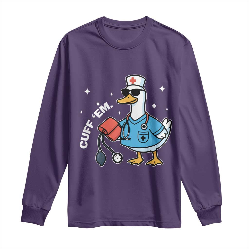 Goose Nurse Long Sleeve Shirt Cuff Em Cute Nursing Graduation Gift TS10 Purple Print Your Wear
