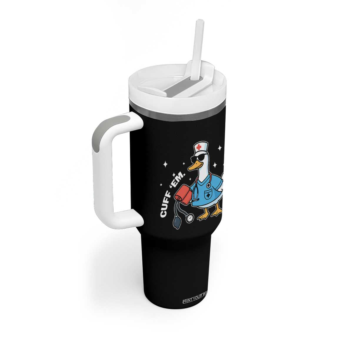 Goose Nurse Tumbler With Handle Cuff Em Cute Nursing Graduation Gift TS10 Print Your Wear