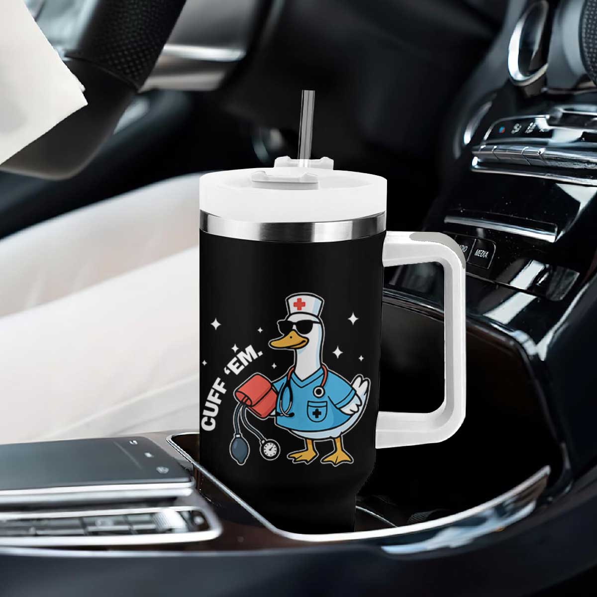 Goose Nurse Tumbler With Handle Cuff Em Cute Nursing Graduation Gift TS10 Print Your Wear