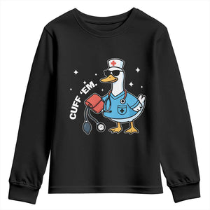 Goose Nurse Youth Sweatshirt Cuff Em Cute Nursing Graduation Gift TS10 Black Print Your Wear