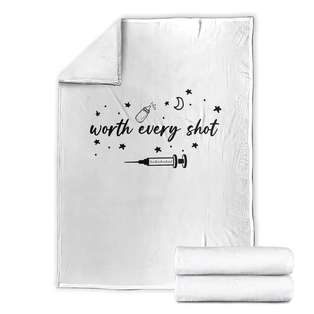 Worth Every Shot Throw Blanket IVF Baby Pregnancy Announcement TS10 White Print Your Wear