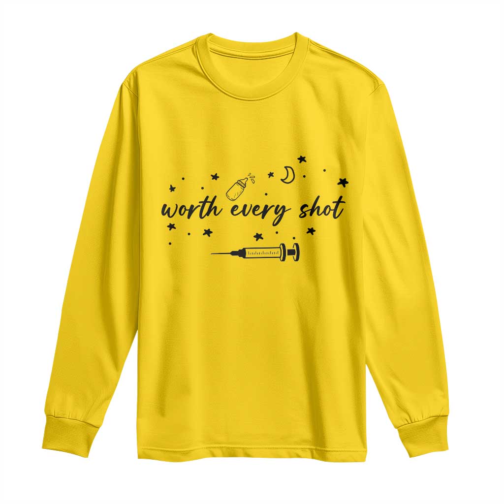 Worth Every Shot Long Sleeve Shirt IVF Baby Pregnancy Announcement TS10 Daisy Print Your Wear