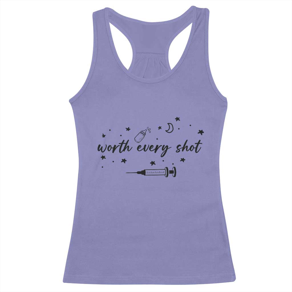 Worth Every Shot Racerback Tank Top IVF Baby Pregnancy Announcement TS10 Violet Print Your Wear