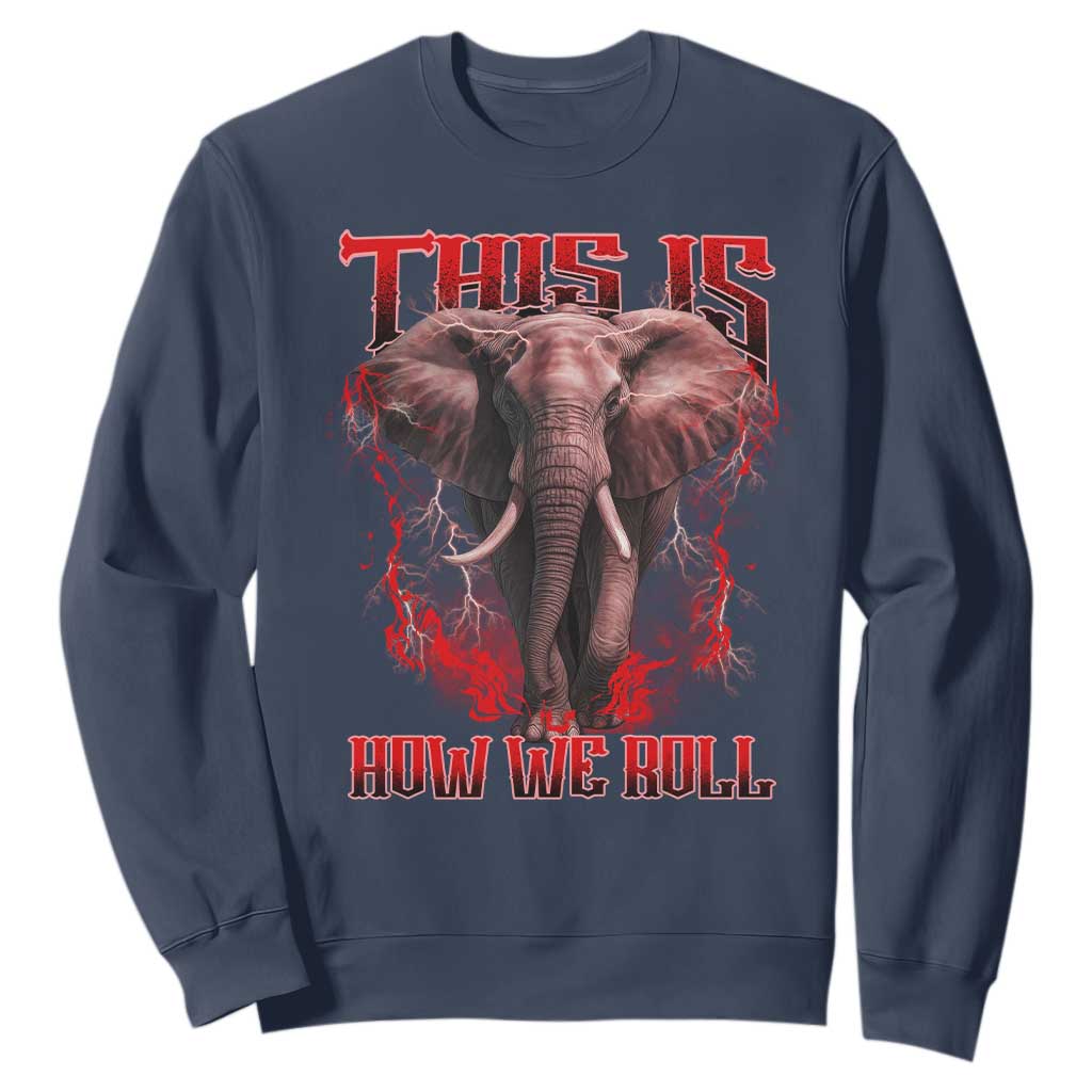 Alabama Fan Sweatshirt This Is How We Roll Bama Mascot Game Day TS10 Navy Print Your Wear