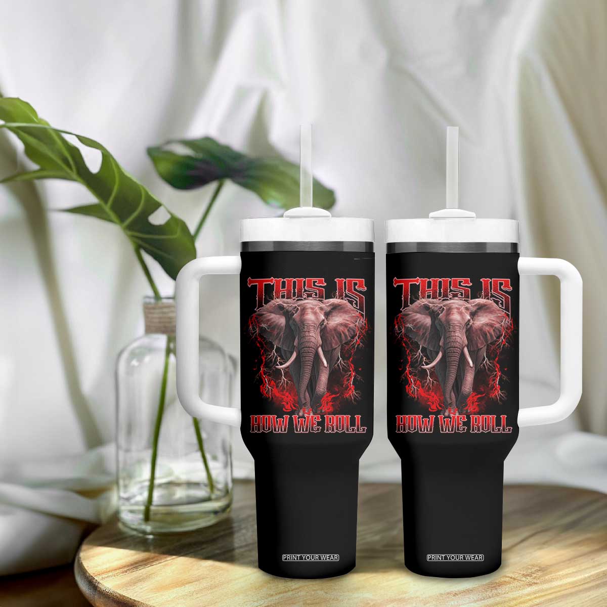 Alabama Fan Tumbler With Handle This Is How We Roll Bama Mascot Game Day TS10 Print Your Wear