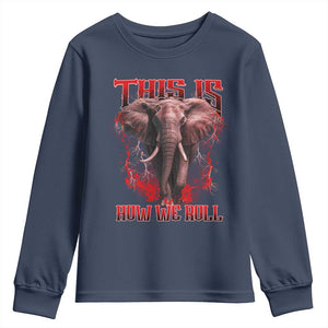 Alabama Fan Youth Sweatshirt This Is How We Roll Bama Mascot Game Day TS10 Navy Print Your Wear