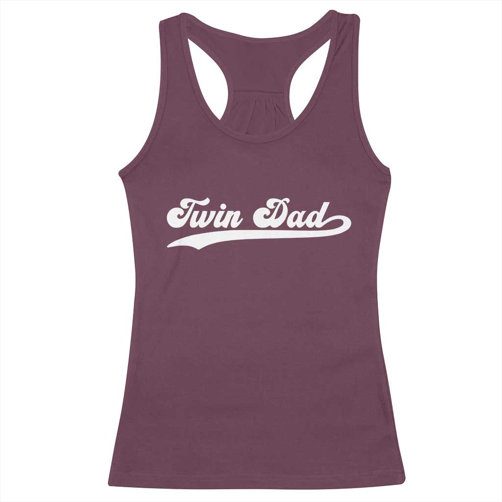 Twin Dad Racerback Tank Top Vintage Retro Style Fathers Day Presents TS10 Maroon Print Your Wear