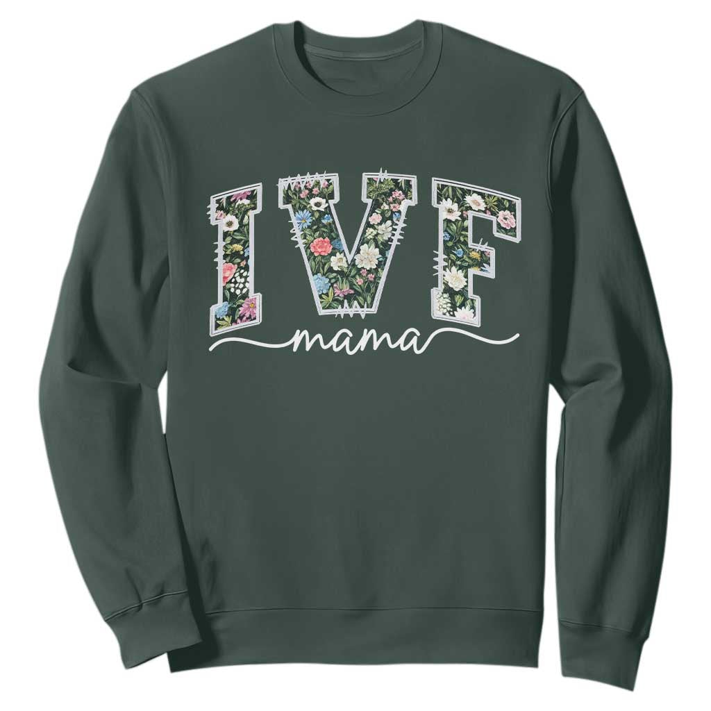 IVF Mama Sweatshirt Floral Mom Mothers Day TS10 Dark Forest Green Print Your Wear