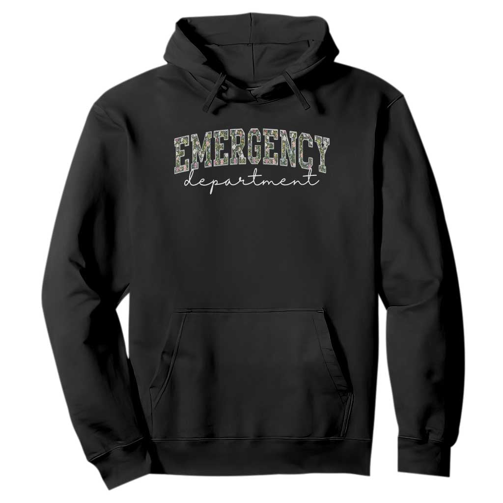 Floral Emergency Department Hoodie ER Nurse Gift TS10 Black Print Your Wear