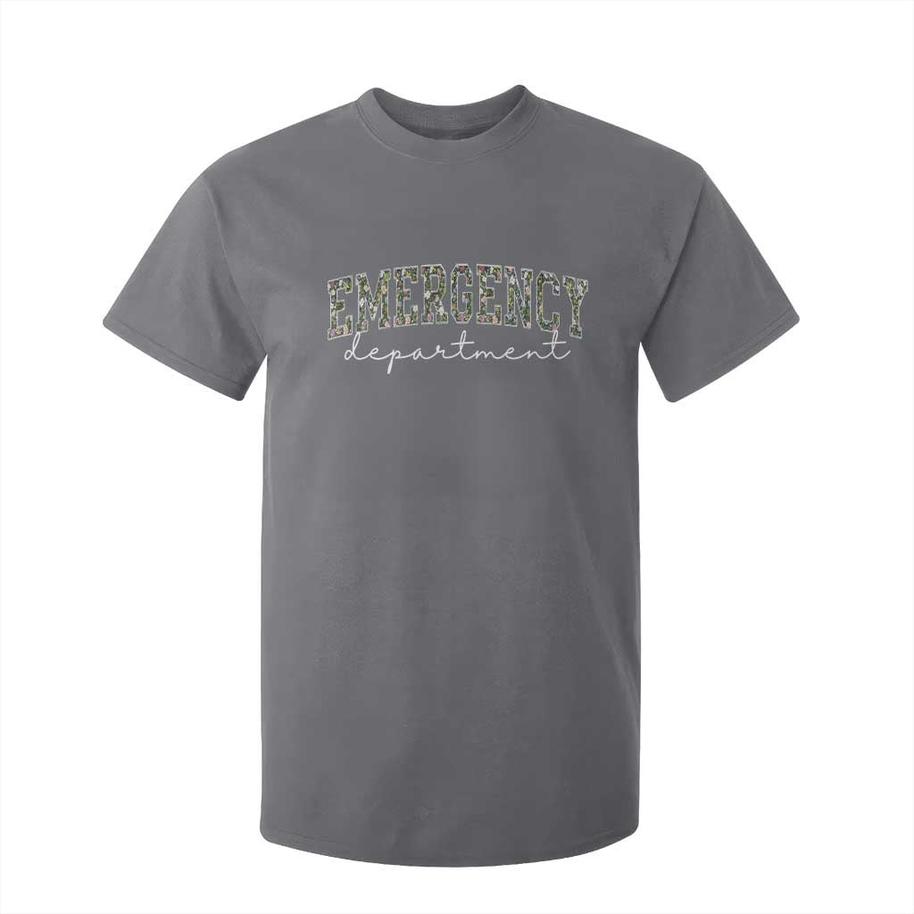 Floral Emergency Department T Shirt For Kid ER Nurse Gift TS10 Charcoal Print Your Wear