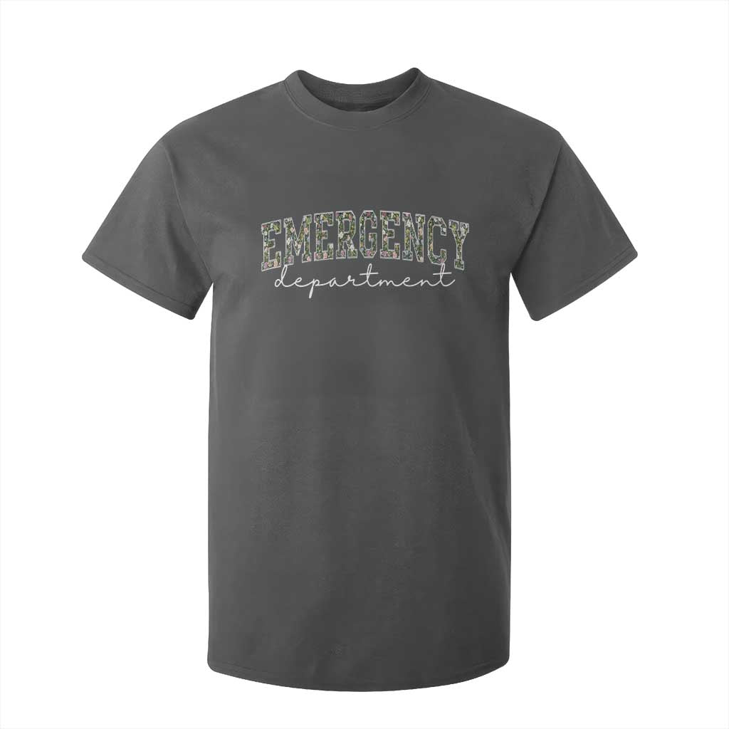 Floral Emergency Department T Shirt For Kid ER Nurse Gift TS10 Dark Heather Print Your Wear