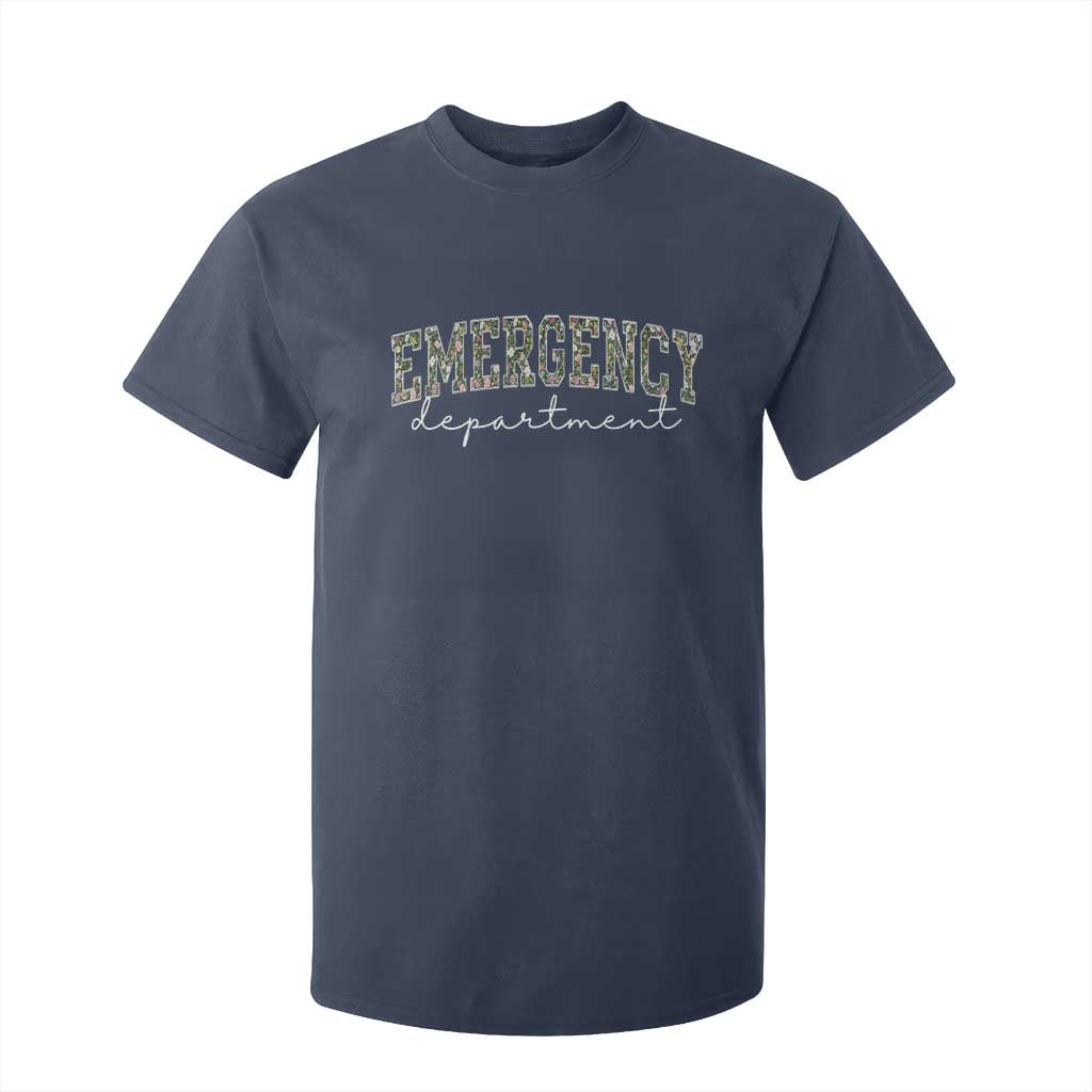 Floral Emergency Department T Shirt For Kid ER Nurse Gift TS10 Navy Print Your Wear